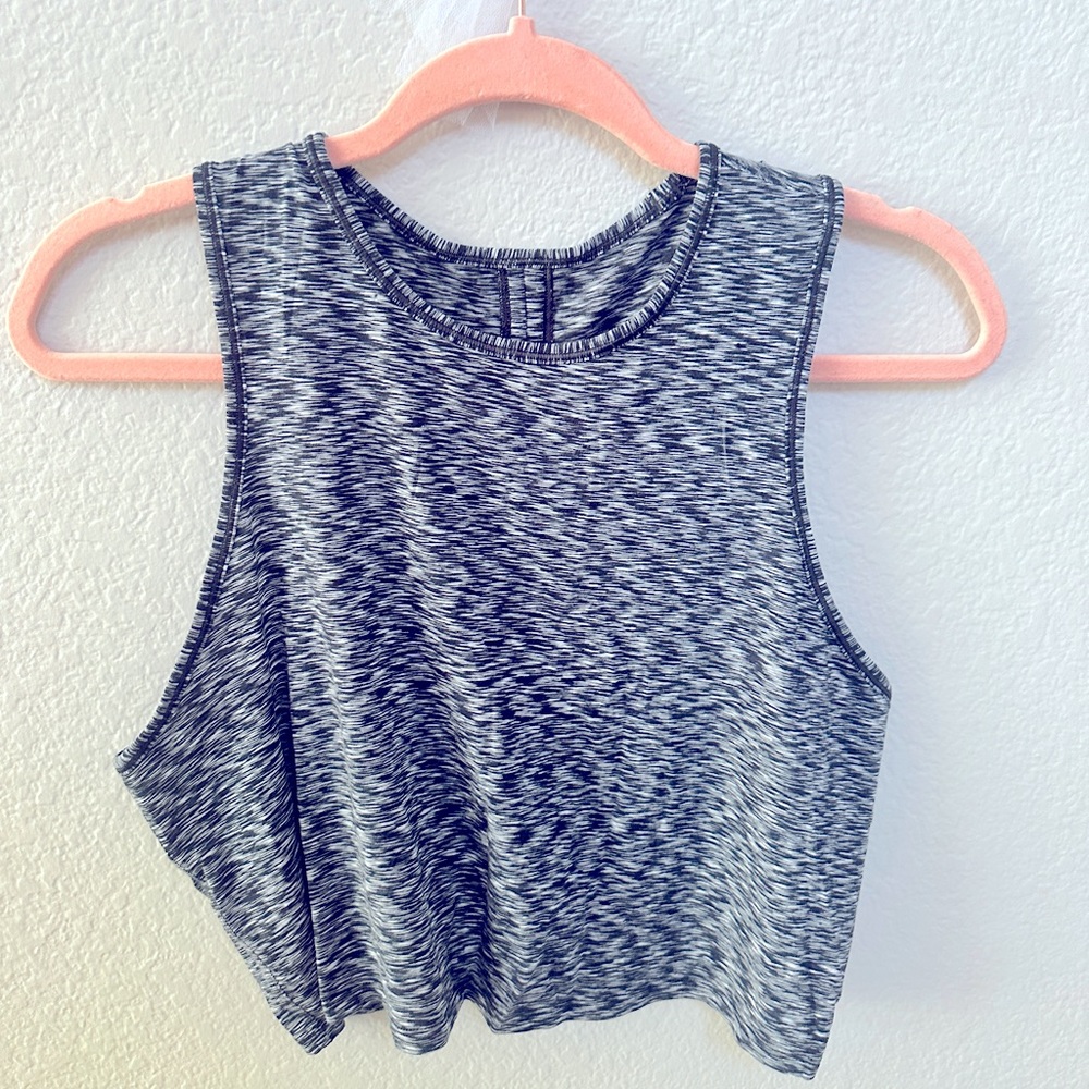 Size 10 black/blue/white heathered lululemon tank top